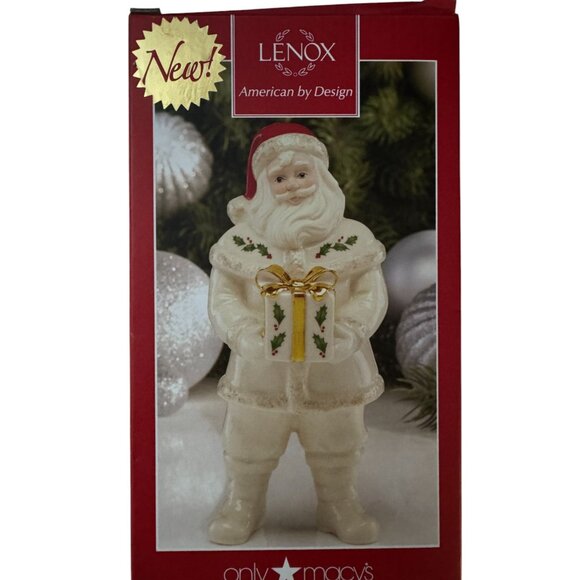 Lenox Santas Macy's Gift Figurine 2015 Santa Claus With Gift Box 7" Tall Porcela - Picture 3 of 8